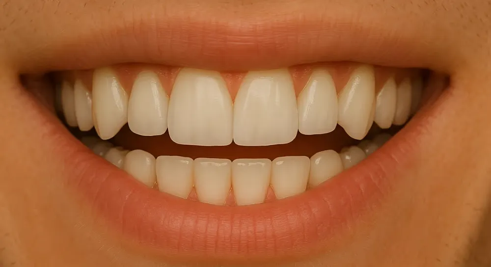 Natural-looking smile with dental veneers